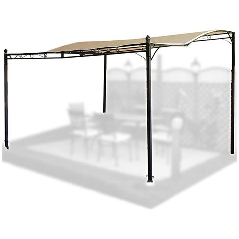 Gazebo Veranda Addossata Da Parete In Acciaio Patio Nero 300x250 Cm - Foto 1