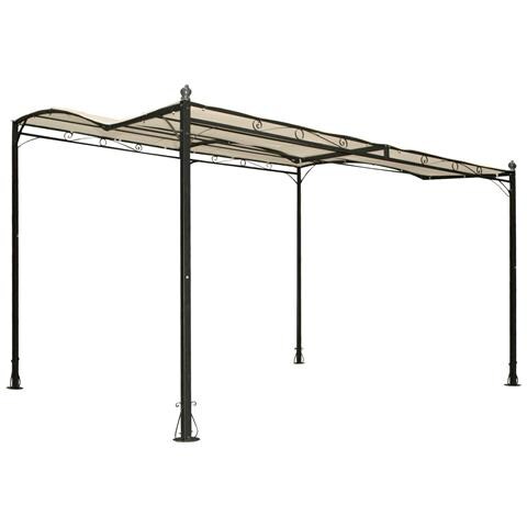 Gazebo Veranda Addossata Da Parete In Acciaio Patio Nero 300x250 Cm - Foto 5