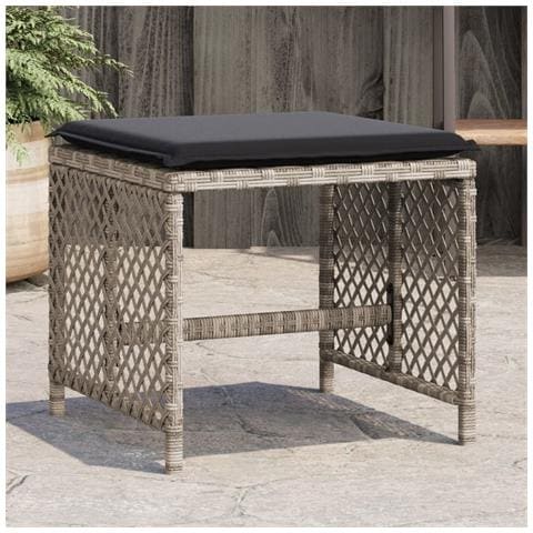 Sgabelli Giardino Cuscini 4pz Grigio Chiaro 41x41x36 Polyrattan - Foto 1