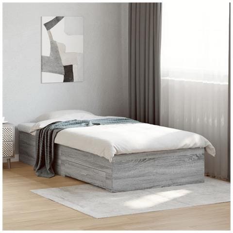 Giroletto Cassetti Grigio Sonoma 90x190 Cm Legno Multistrato - Foto 3