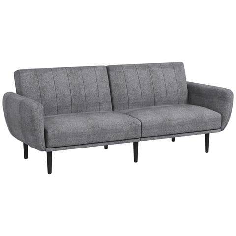 Divano Letto 3 Posti Con Schienale Reclinabile A 3 Livelli In Tessuto, 208x84x82cm, Grigio - Foto 1