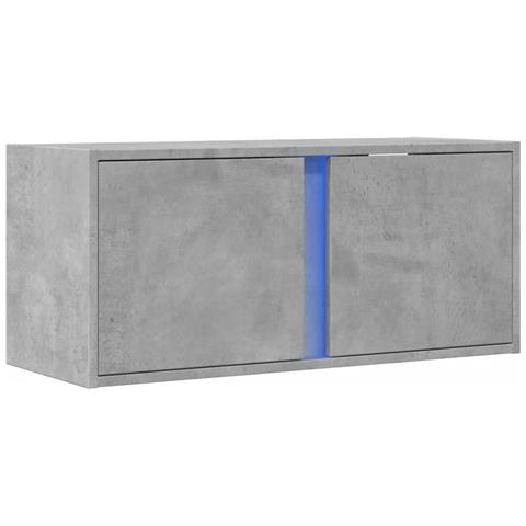 Mobile Tv A Parete Con Luci Led Grigio Cemento 80x31x35 Cm - Foto 3