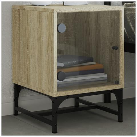 Comodini Con Ante In Vetro 2pz Rovere Sonoma 35x37x50 Cm - Foto 3