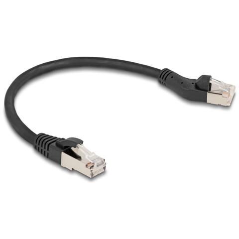 Cavo di rete RJ45 Cat. 8.1 S /FTP maschio da 45° angolato a sinistra per maschio diritto fino a 40 Gbps 0,25 m nero - Foto 1
