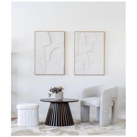 Pouf Medford - Bianco - Poliestere - 42,5x36,5x37,5 Cm - Foto 2