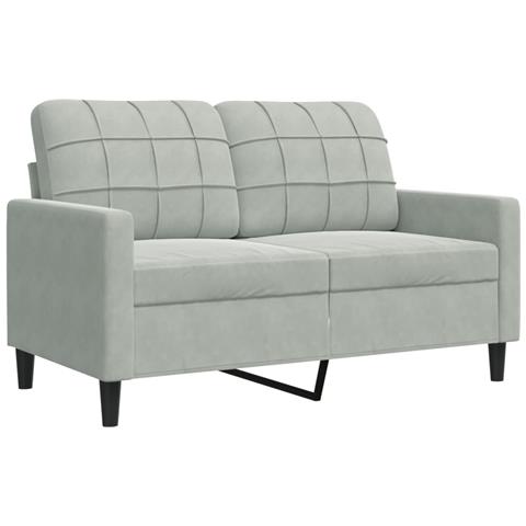 Divano A 2 Posti Grigio Chiaro 120 Cm In Velluto - Foto 2