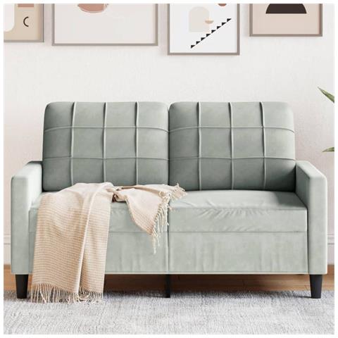 Divano A 2 Posti Grigio Chiaro 120 Cm In Velluto - Foto 1