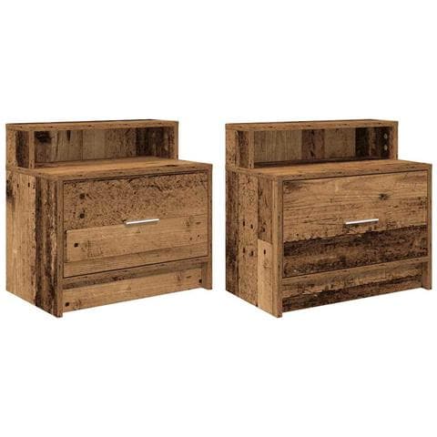 Comodini Con Cassetto 2 Pz In Legno Antico 51x31x47 Cm - Foto 2