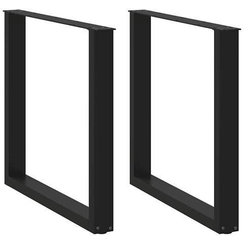 Gambe Tavolo Pranzo A Forma U 2 Pz Nero 80x(72-73) Cm Acciaio - Foto 1