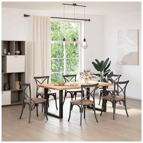 Gambe Tavolo Pranzo A Forma U 2 Pz Nero 80x(72-73) Cm Acciaio - Foto 2