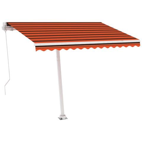 Tenda Da Sole Manuale Con Led 300x250cm Arancione E Marrone - Foto 1