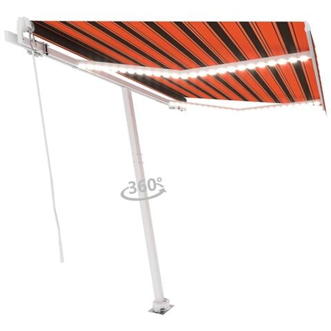 Tenda Da Sole Manuale Con Led 300x250cm Arancione E Marrone - Foto 2