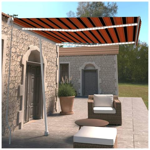 Tenda Da Sole Manuale Con Led 300x250cm Arancione E Marrone - Foto 8