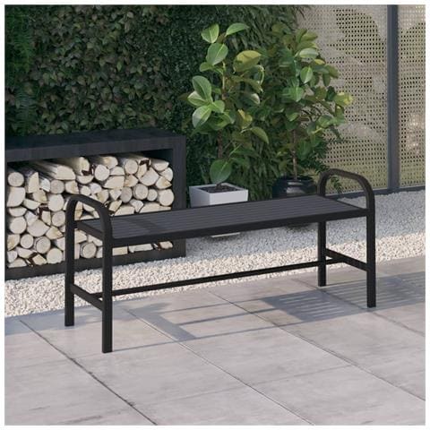 Panchina Da Giardino 124,5 Cm Nera In Acciaio E Wpc - Foto 6