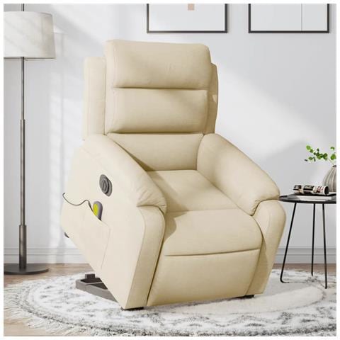 Poltrona Alzapersona Massaggiante Elettrica Crema In Tessuto - Foto 8