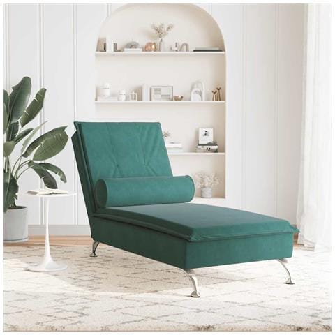 Chaise Longue Massaggi Con Capezzale Verde Scuro In Velluto - Foto 2