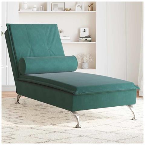 Chaise Longue Massaggi Con Capezzale Verde Scuro In Velluto - Foto 8