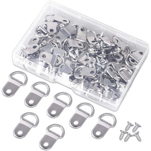 50 Set Di Kit Di Sospensione Con Anello A D Con Cacciavite Per Cornici Silver - Foto 1