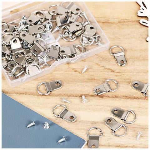 50 Set Di Kit Di Sospensione Con Anello A D Con Cacciavite Per Cornici Silver - Foto 5