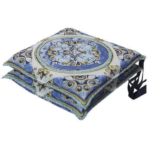 Set 2 Cuscini Per Sedie Cucina Con Laccetti, Stampa Digitale, Copri Sedia Sfoderabili E Lavabili, Made In Italy (2, Giglio Bianco) - Foto 1