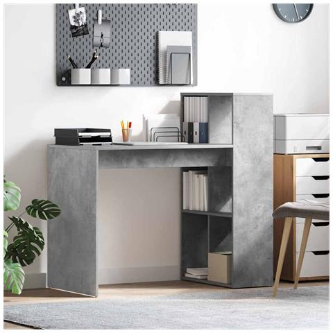 Scrivania da Scrittura Grigio in Cemento Legno ingegnerizzato Media - Foto 2