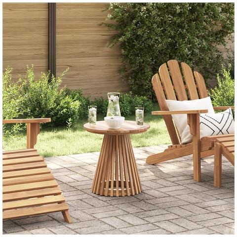 Tavolo Laterale da Giardino Ø50x49.5 cm in Legno Massello di Teak - Foto 2
