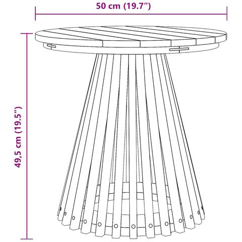 Tavolo Laterale da Giardino Ø50x49.5 cm in Legno Massello di Teak - Foto 8