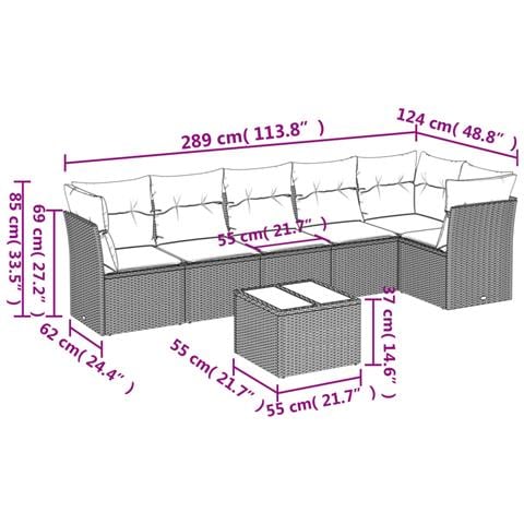 Set Divani da Giardino con Cuscini 7pz Nero Polyrattan - Foto 3