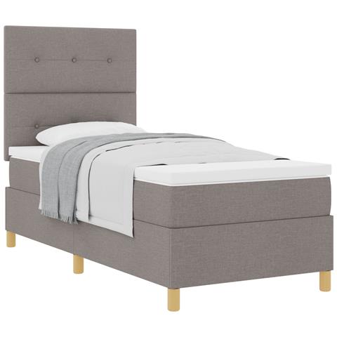 Letto con Rete a Molle con Materasso Tortora Singolo in Tessuto - Foto 1