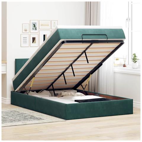 Struttura Letto Pouf con Materasso 120x200 cm Velluto - Foto 2