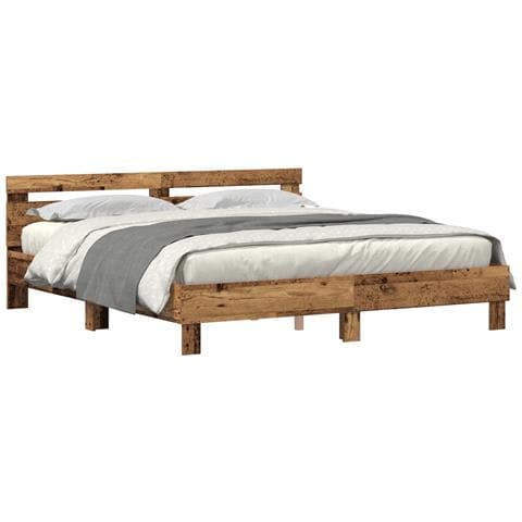 Struttura per Letto Legno Rustico Legno Massello di Recupero - Foto 1
