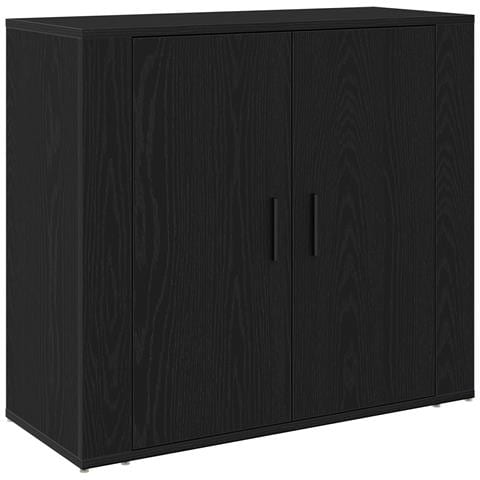 Mobile Vano Scaffale Nero Rovere 80x33x70 cm Legno Ingegnerizzato - Foto 1