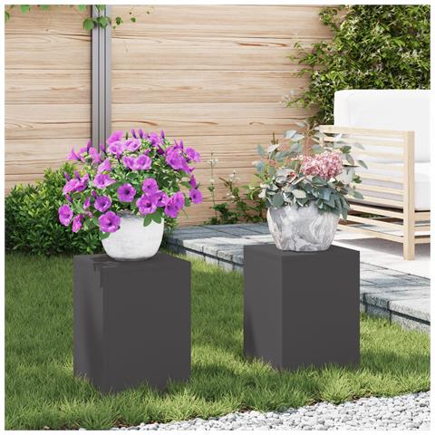 Stands per Piante da Esterno Pilastri 2 pz Nero 24x24x35 cm Acciaio - Foto 2