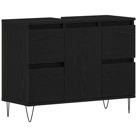 Mobile lavabo da bagno  Nero Rovere 80x33x60 cm Legno ingegnerizzato - Foto 1