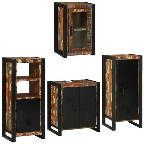 Set di mobili per il bagno 4 pcs Legno massello riciclato - Foto 1