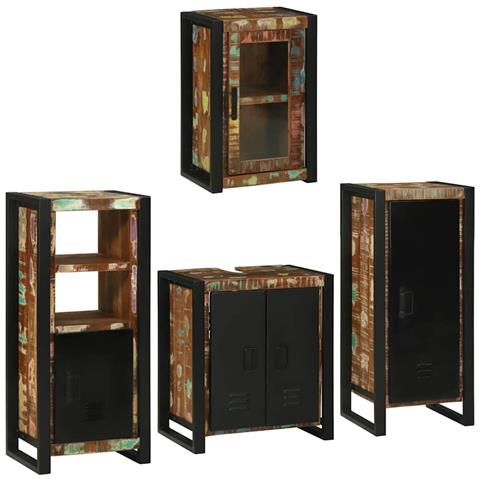 Set di mobili per il bagno 4 pcs Legno massello riciclato - Foto 2