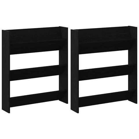 Armadi per scarpe da muro 2 pcs Rovere nero Legno multistrato - Foto 1
