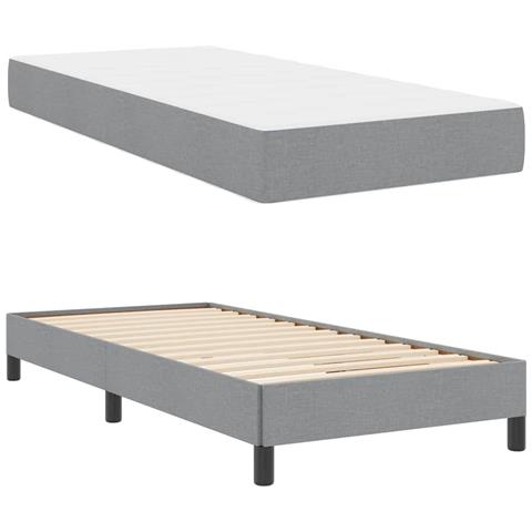 Letto a molle con materasso Grigio chiaro 90 x 190 cm Tessuto - Foto 1