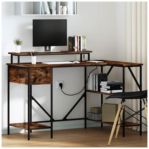 Scrivania Rovere fumo 120 x 79 x 86.5 cm Legno multistrato - Foto 2