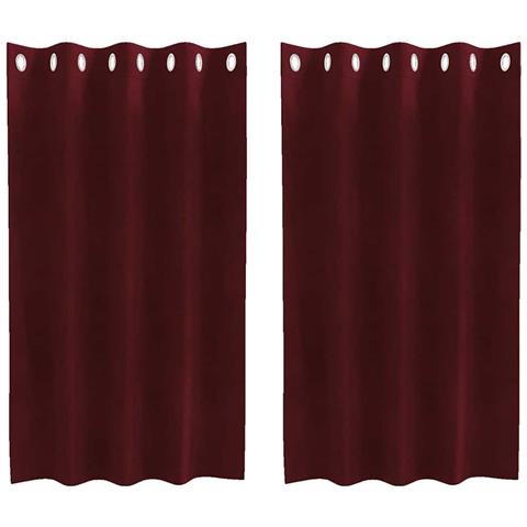 Tende con tende 2 pcs Rosso vino 140 x 140 cm Velluto - Foto 1