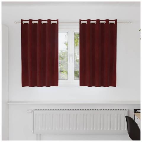 Tende con tende 2 pcs Rosso vino 140 x 140 cm Velluto - Foto 2