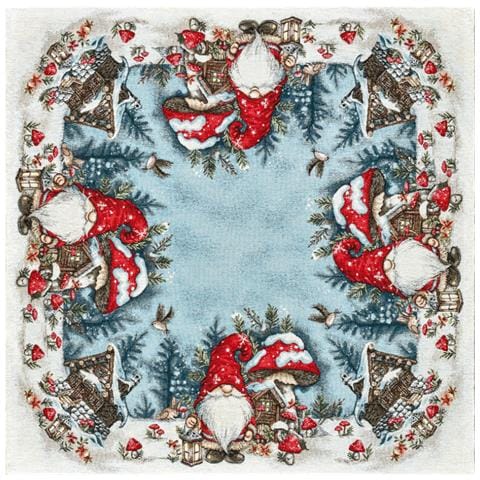 Tovaglia Centrotavola Centrino Tavolo Fantasie Natalizie Cinigliato Piazzato Made Italy 90x90 Elfo Fungo - Foto 1