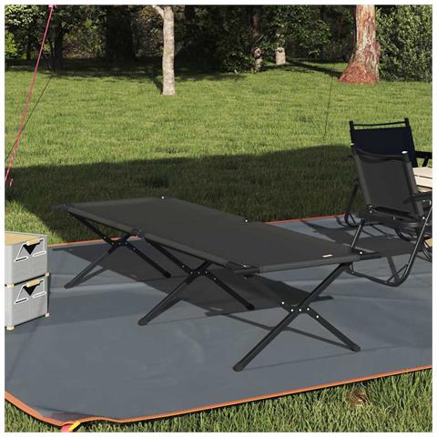 Letto da campeggio pieghevole Nero Tessuto Oxford - Foto 2