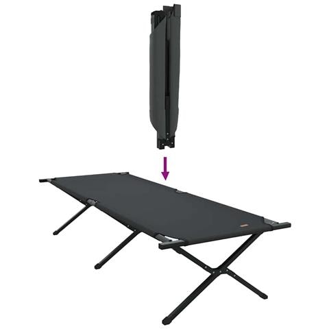 Letto da campeggio pieghevole Nero Tessuto Oxford - Foto 9