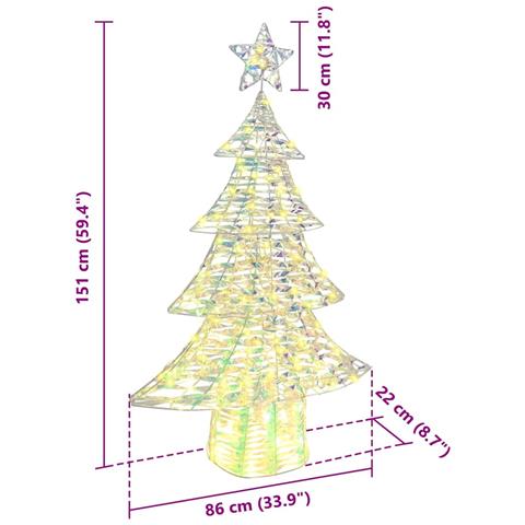 Albero di Natale con 160 LED Bianco caldo 150 cm PET - Foto 8