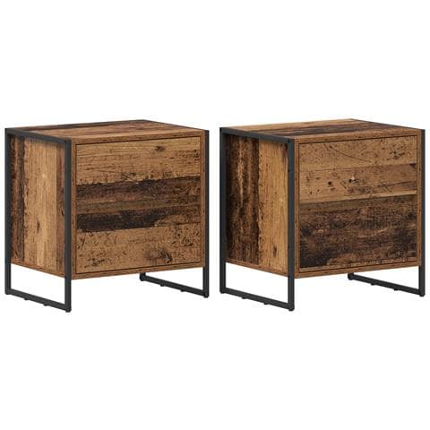 Comodino con cassetto 2 pcs Legno vecchio 50 x 39.5 x 50 cm - Foto 1