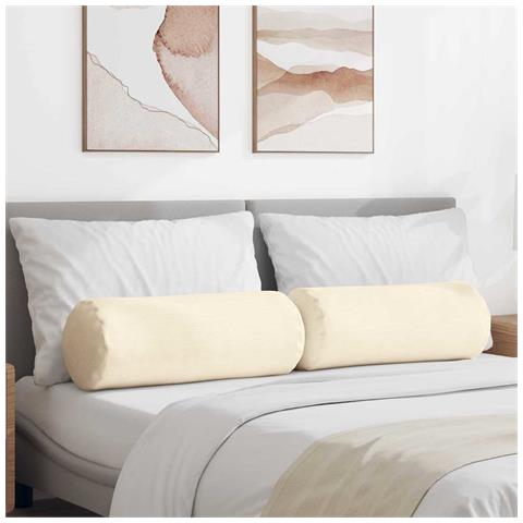 Cuscini a rullo 2 pcs Crema Ø 25 x 70 cm Tessuto in Cords - Foto 2
