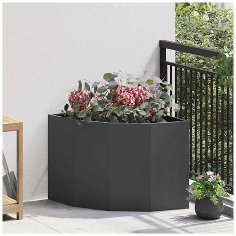 Vaso d'angolo Nero 60 x 60 x 50 cm Acciaio - Foto 2