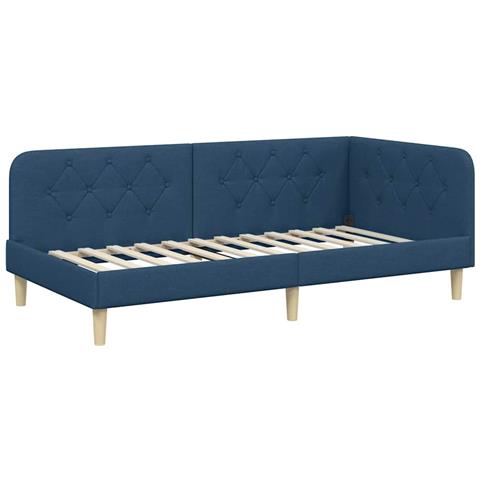 Cornice del letto ad angolo Blu 100 x 200 cm Tessuto - Foto 1