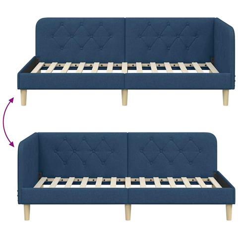 Cornice del letto ad angolo Blu 100 x 200 cm Tessuto - Foto 9